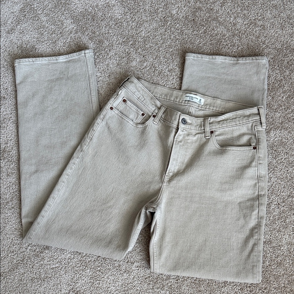 Abercrombie and Fitch The Baggy Low Rise Long/Tall Tan Jeans